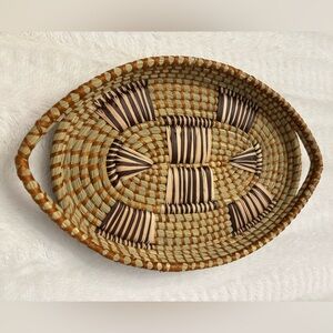 Beautiful handwoven Seagrass oval basket with handles